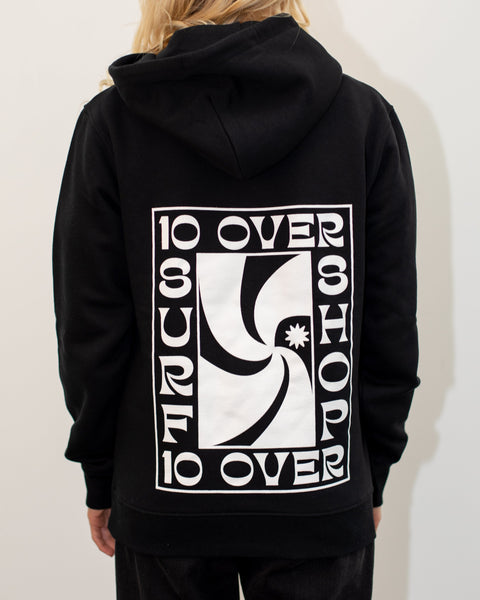 The Swirl Hoodie Unisex - 10 Over Surf - Black Hoodie 10 Over Surf Shop   