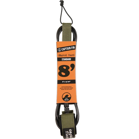 SHRED CORD 8' SURF LEASH STANDARD Surfboard Leash Captain Fin Co Army 8' Leash 