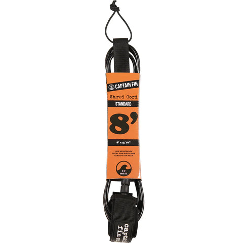 SHRED CORD 8' SURF LEASH STANDARD Surfboard Leash Captain Fin Co Black 8' Leash 