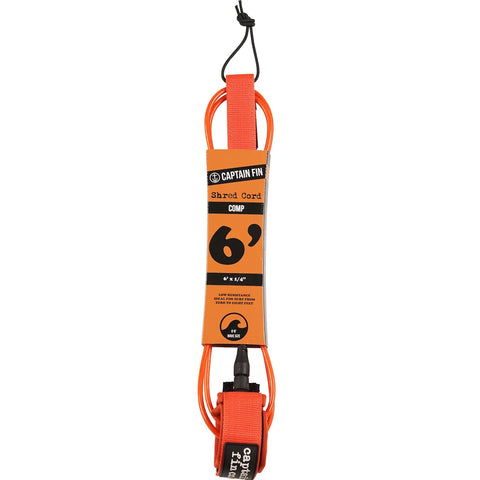SHRED CORD 6' SURF LEASH COMP Surfboard Leash Captain Fin Co Orange 6' Leash 
