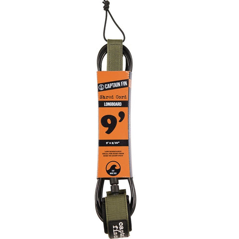 SHRED CORD 9' LONGBOARD SURF LEASH STANDARD Longboard Leash Captain Fin Co Army 9' Leash 