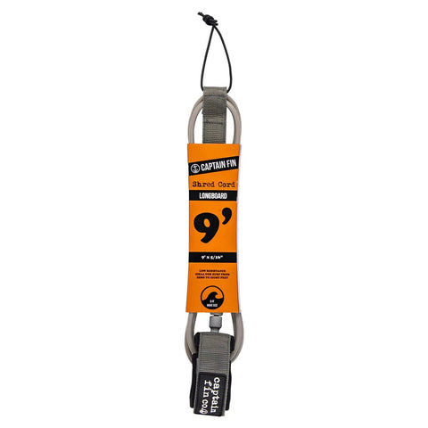 SHRED CORD 9' LONGBOARD SURF LEASH STANDARD Longboard Leash Captain Fin Co Grey 9' Leash 