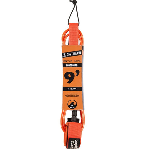 SHRED CORD 9' LONGBOARD SURF LEASH STANDARD Longboard Leash Captain Fin Co Orange 9' Leash 