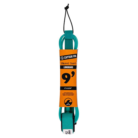 SHRED CORD 9' LONGBOARD SURF LEASH STANDARD Longboard Leash Captain Fin Co Teal 9' Leash 