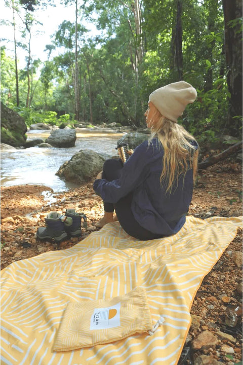 Horizon Quick Dry Travel Towel - Sunrise Yellow - 100% Recycled Beach Towel Horizon   