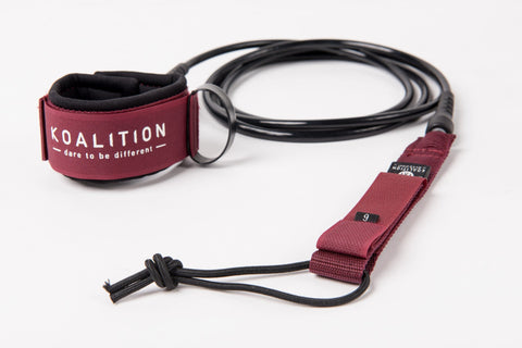 Koalition 9' Longboard Knee Leash (Multiple Colour Options) Longboard Leash Koalition Fins Dark Red 9' Leash 