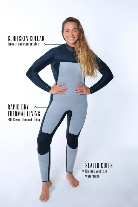 Coastlines - Insulator Series Womens 4/3mm Chest Zip Steamer Wetsuits Wetsuits Coastlines   