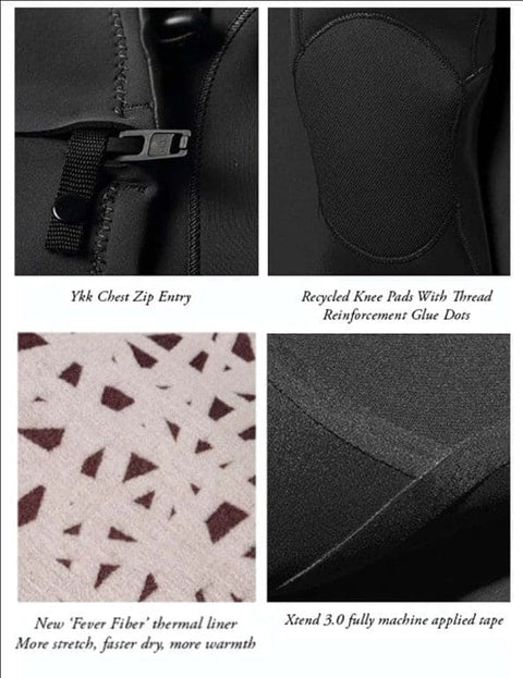 Mens Wetsuit / 5/4mm Thick / Model: Seven Seas II Full Chest Zip / Black Colour Wetsuits VISSLA   