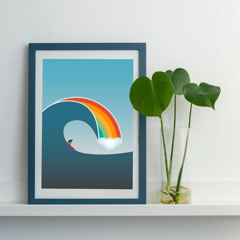 Surf Prints - Rainbow Wave - Single Fin Co. Surf Print Single Fin Co. A3 - Print Only  