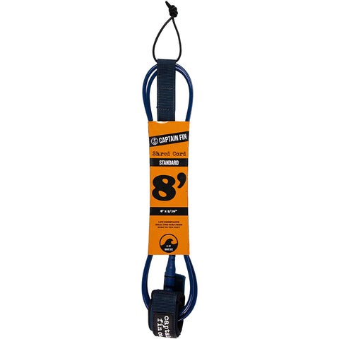 SHRED CORD 8' SURF LEASH STANDARD Surfboard Leash Captain Fin Co Navy 8' Leash 
