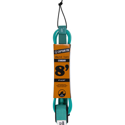 SHRED CORD 8' SURF LEASH STANDARD Surfboard Leash Captain Fin Co Teal 8' Leash 