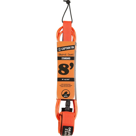 SHRED CORD 8' SURF LEASH STANDARD Surfboard Leash Captain Fin Co Orange 8' Leash 