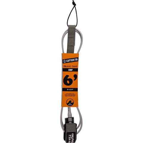 SHRED CORD 6' SURF LEASH COMP Surfboard Leash Captain Fin Co Grey 6' Leash 