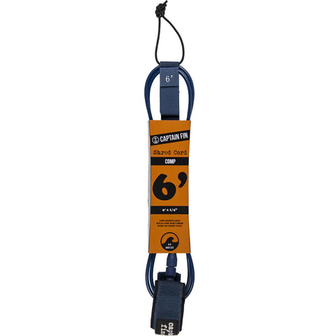 SHRED CORD 6' SURF LEASH COMP Surfboard Leash Captain Fin Co Navy 6' Leash 