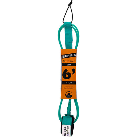 SHRED CORD 6' SURF LEASH COMP Surfboard Leash Captain Fin Co Teal 6' Leash 